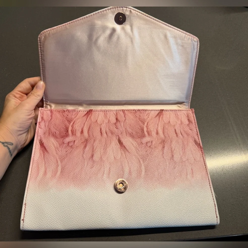 TED BAKER Angel Falls Envelope Pouch Clutch Wristlet BarbieCore Designer RARE